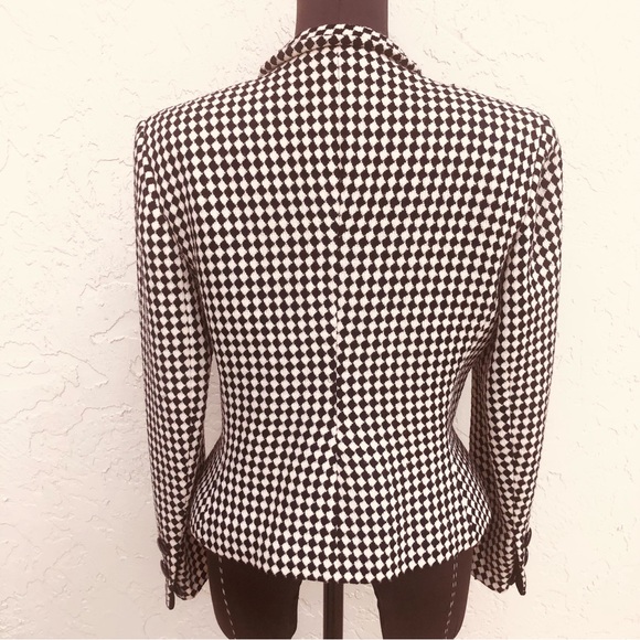 Akris blazer houndstooth check cream & black jacket women’s size 8 hourglass - Picture 3 of 15